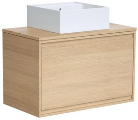 Szafka łazienkowa stojąca z umywalką do zabudowy - Okleina dębowa - 80 cm - MESLIVA