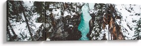 Obraz - górska rzeka zimą (170x50 cm)