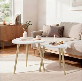 Stolik kawowy biały/sonoma 48x48x45 twino