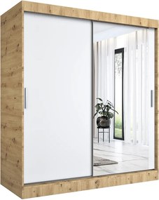 Szafa przesuwna dąb artisan + biały 180 cm S4-F54