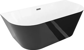Mexen Oval Slim wanna wolnostojąca przyścienna 170 x 80 cm, biała/czarna, przelew czarny - 52661708075-70