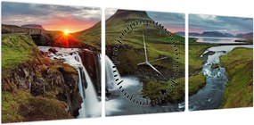 Obraz - Kirkjufell o zachodzie słońca (z zegarem) (90x30 cm)