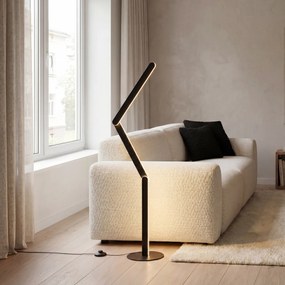 Designerska lampa podłogowa czarna z wbudowaną diodą LED z 3-stopniową regulacją ściemniania - Gate