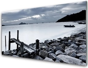 Szkło Ozdobne do Kuchni Kamienista Plaża O Zmierzchu