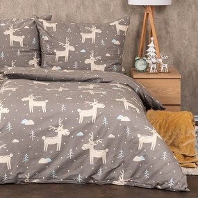 4Home Pościel flanelowa Happy reindeer, 220 x 200 cm, 2 szt. 70 x 90 cm