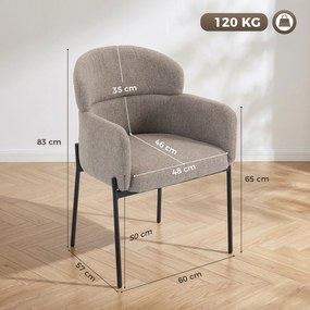HOMCOM Nowoczesny fotel akcentowy, fotel z chenille z pianką o wysokiej gęstości, ergonomiczne oparcie, metalowe nogi, jasnobrązowy | Aosom PL