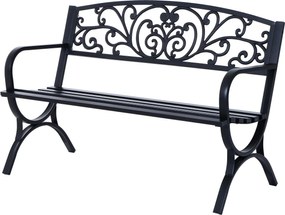 Outsunny Ławka Ogrodowa Metalowa 2-osobowa Elegancka Czarna | Aosom PL