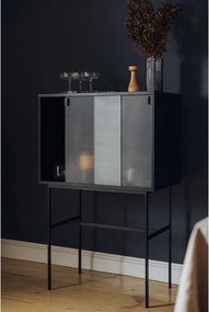 Czarna witryna z drzwiami przesuwnymi 70x109x40 cm Lekko – noo.ma