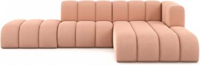 Narożnik w kształcie L z pufą Grand Mini, tkanina Salvador, Różowy, Prawy