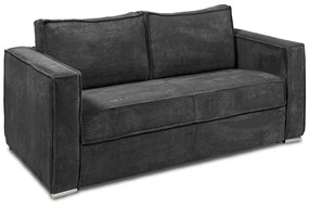 Kanapa 4-osobowa rozkładana typu express z antracytowego sztruksu - Miejsce do spania 160 cm - Materac 22 cm z pamięcią kształtu - LORETO