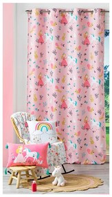 Różowa zasłona 140x260 cm Princesse Licorne – douceur d'intérieur