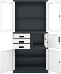 Biurowa szafa aktowa z sejfem Filip 90x40x185 cm antracyt/biały