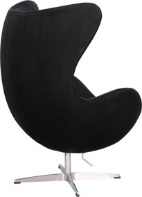 Designerski fotel uszak Jajo Velvet na srebrnej podstawie, insp. Egg