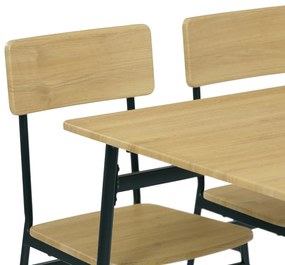Zestaw jadalniany Industrial z 4 krzesłami, 110 x70 x 76 cm, dziki dąb