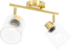 Plafon z kloszem złoty ze szkłem 2-punktowy regulowany - Laura