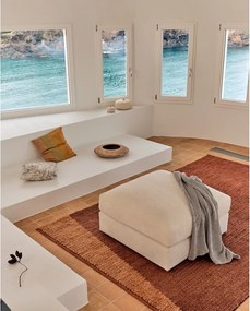 Beżowy podnóżek z tkaniny szenilowej Alea – Kave Home