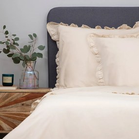 Komplet pościeli bawełnianej MOISES beżowa z koronką PREMIUM 200x220 cm HOMLA