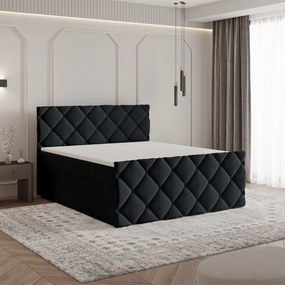 Masseno Łóżko kontynentalne ROVARI z pojemnikiem na pościel 180x200 cm - Czarny, KRONOS 07