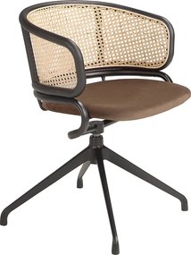 Krzesło obrotowe z rattanu i brązowego aksamitu 4129 ANGEL CERDA