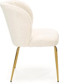 Krzesło do jadalni na złotych nogach tapicerowane tkaniną bouclé K474