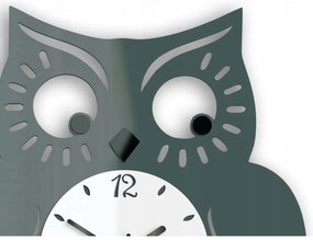 Zegar ścienny akrylowy do pokoju dziecięcego sowa szary cichy mechanizm
