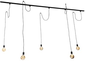 Nowoczesny system oświetlenia szynowego z 5 lampami wiszącymi czarny 1-fazowy - Iconic Cavalux