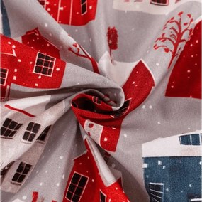 PrzytulneMieszkanie.pl Prześcieradło z mikrofibry WINTER COTTAGE szare 90x200 cm