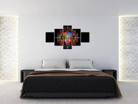Obraz - Popiersie Buddy w neonowych kolorach (125x70 cm)