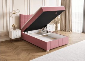 Eleganckie tapicerowane łóżko kontynentalne Sano 120x200 z pojemnikiem na pościel i zagłówkiem w kształcie U