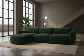 Narożnik w kształcie L zaokrąglony Cursal, tkanina Poso, Zielony, Lewy