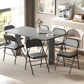 HOMCOM Zestaw 2 Składanych Krzeseł Biurowych, Metalowe Nogi, Składany Fotel do Biura i Poczekalni, Ekoskóra, Czarny | Aosom PL