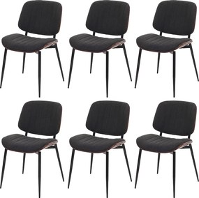 Krzesło do jadalni MCW-O44 (zestaw 6 sztuk),  orzechowy wygląd, ciemnoszary