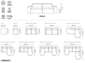 Narożnik z tkaniny szenilowej (w kształcie litery U) w kolorze terakoty Omao – Makamii