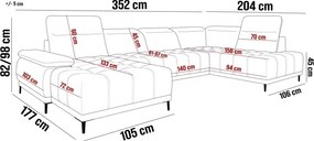 Narożnik FOCUS XL z elektryczną regulacją siedziska Prawostronny w tkaninie Promocyjnej SALVADOR 16 WERSAL
