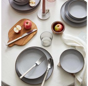 Zestaw obiadowy 12 szt. — szary, porcelanowy