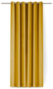 Musztardowa aksamitna zasłona częściowo zaciemniająca (dimout) 530x175 cm Velto – Filumi