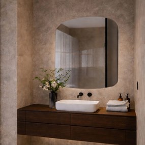 Lustro kwadratowe oszlifowane bez podświetlenia ROUND Silk | Różne rozmiary | Różne kolory : Kolor tafli szkła - Grafit, Rozmiar - 90 x 90 cm