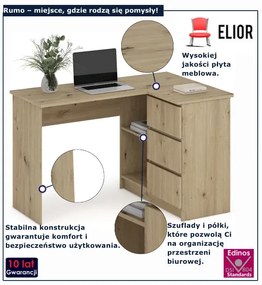 Biurko nowoczesne narożne dąb artisan M2-B21