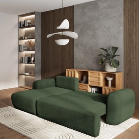 Masseno Narożnik MODENZA z funkcją spania i pojemnikiem na pościel Narozniki L, Rozkładana sofa - Zielony, NOW OR NEVER 37