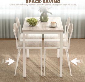 HOMCOM Zestaw do jadalni 5 części Stół i krzesła w odcieniach szarości i bieli Elegancki design | Aosom PL