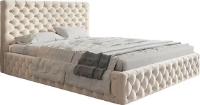 Emporius Furis łóżko 180x200 cm z pojemnikiem - łóżko w stylu glamour w tkaninie welurowej - pojemnik i stelaż w zestawie - beżowy (Amor Velvet 4304)