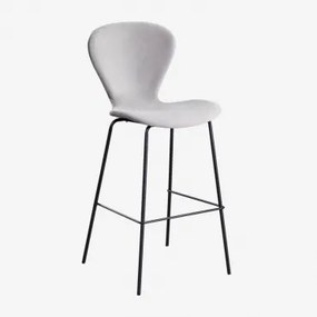 Zestaw 2 Wysokich Stołków Uit ↑75 Cm & Czarny & Aksamitny Jasny Szary & Aksamitny - Sklum