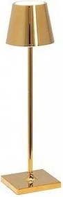 Lampa stołowa LED Poldina Pro Micro Glossy Gold, ładowalna i ściemnialna, z czasem pracy na baterii do 12 godzin.