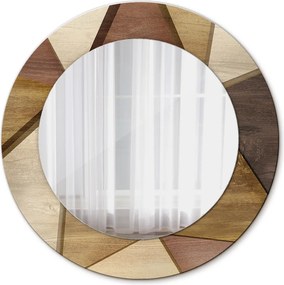 Lustro dekoracyjne okrągłe Geometryczne drewno 3d