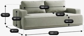 Sofa z Funkcją Spania CAMELIA Szara Boucle Nowoczesna