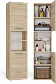 Szafka Łazienkowa Sara S40 | Dąb Sonoma | 40x30x170 cm | Słupek Łazienkowy, Półki