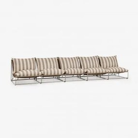 Amaro 5-częściowa Modułowa Sofa Ogrodowa Kremowa Tapioca - Mokka Brąz - Sklum