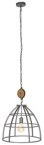 Inteligentna lampa wisząca ciemnoszara z drewnem 47 cm w komplecie z WiFi G95 - ArthurPrzemysłowy Oswietlenie wewnetrzne