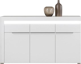 Komoda Trzydrzwiowa z Szufladą do Salonu IVORY Biała / Biały połysk 152 cm Nowoczesna