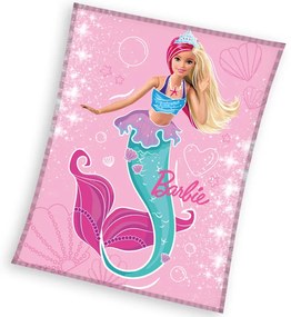 Carbotex Kocyk dziecięcy Barbie Syrenka, 130 x 170cm
